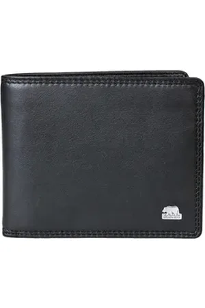brown bear Geldbörse Modell 8005 D klassisches Herren Portemonnaie aus Echtleder, mit 9 Kartenfächern und RFID-Schutz Schwarz schwarz