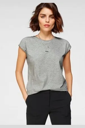 Tamaris T-Shirt Kurzarm, Regular Fit, unifarben, mit Rundhalsausschnitt grau 44