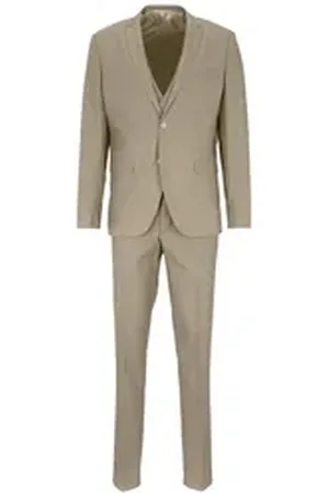 Steffen Klein SteffenKlein Anzug Slim-Fit (3-tlg) beige|grau 50