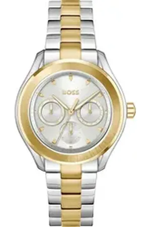 HUGO BOSS Multifunktionsuhr LIDA 1502746, Quarzuhr, Damenuhr, Armbanduhr, Datum, Edelstahlarmband silberfarben