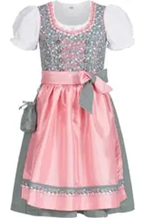 Nübler Dirndl Mädchen Dirndl im traditionellen Stil Kinder Trachten, Blau (Dirndl Set NICKY, 3-tlg., Dirndl Kleid mit Bluse und Schürze) Kinder Tracht im bayerischen Stil - Trachtenmode Kinder blau 122