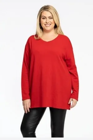 Yoek Longpullover Damen Pullover Große Größen rot 46/48