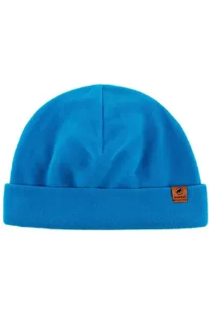 Mammut Beanie Fleece Beanie mit Logo-Patch auf Vorderseite blau