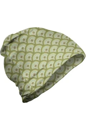 Abakuhaus Beanie Wandern im Freien Mandala Eastern Yoga Tradition Kunst beige|grün