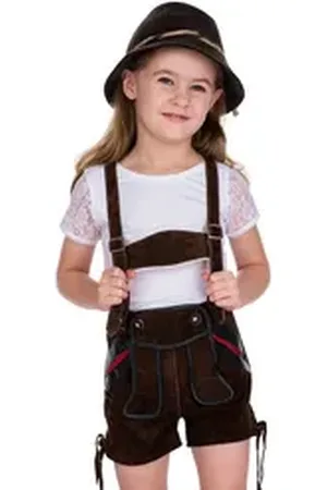Isar Lederhose Lederhose Kinder - JASCHA - dunkelbraun braun 134