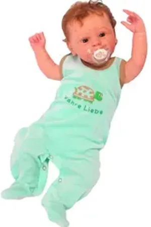 La Bortini Strampler Baby Einteiler ärmellos in Grün mit Schildkröte kuschelig weich, 50 56 62 68 74 grün 56