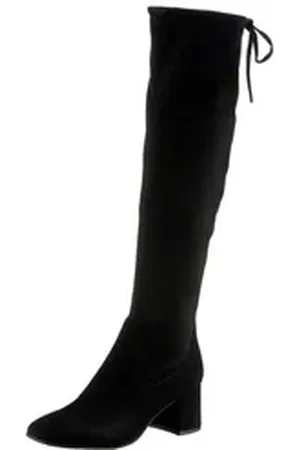 Marco Tozzi Overkneestiefel, Blockabsatz, Stiefel mit Schnürung am Schaftrand schwarz 38 EU