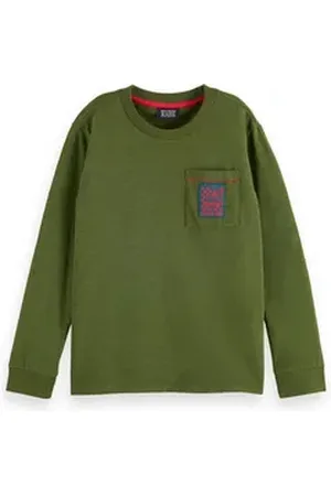 Scotch&Soda Langarmshirt Langarm-Shirt Military Grün Rückenprint 10 Jahre / 140