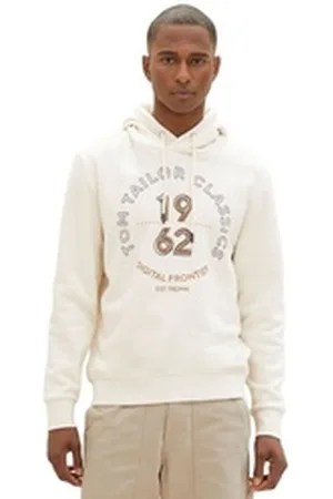TOM TAILOR Hoodie PRINTED aus Baumwollmix beige S