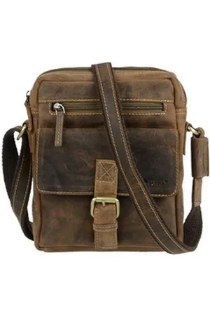 Greenburry Umhängetasche "Vintage" Leder, used Look, Schultertasche, Herrentasche, 19x24cm braun
