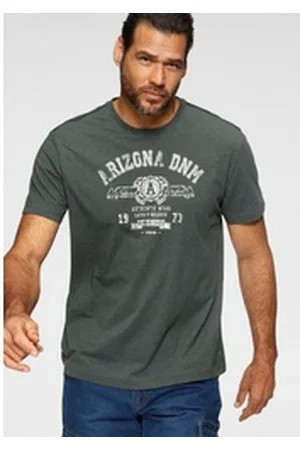 ARIZONA T-Shirt Kurzarm, melierte Optik, Rundhalsausschnitt, aus Single Jersey grün 4XL (68/70)