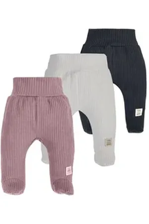 Makoma Schlupfhose Baby Hose mit Fuß Waffelpique für Neugeborene Mädchen & Junge (Spar-Set, 3-tlg., 3er-Pack) 100% Baumwolle rosa 68