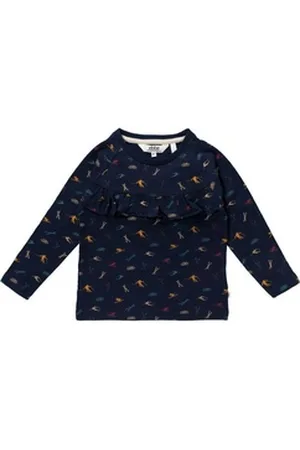 eBBe Kids Langarmshirt Langarmshirt Skifahrer Rüschen (1-tlg) blau 104 (3-4 Jahre)