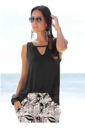 Buffalo Strandtop mit leichter Raffung am Ausschnitt, Tanktop, Cut-Out schwarz 32/34