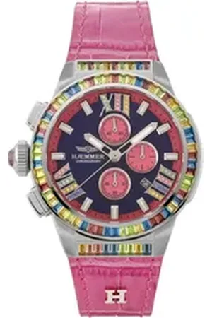 Hämmer GERMANY Chronograph GLORIOUS DALIA, GR-002, Quarzuhr, Damenuhr, Datum, Stoppfunktion, Saphirglas, Lederarmband rosa