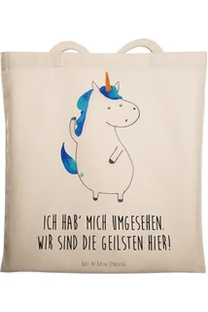 Mr. & Mrs. Panda Tragetasche Einhorn Mann - Transparent - Geschenk, Unicorn, Shopper, Freundin, Ei (1-tlg), Lange Tragegriffe