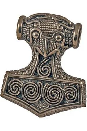 HOPLO Kettenanhänger Schonenhammer Schmuck Anhänger Bronze - Thorhammer - 38x44mm