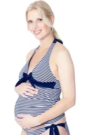 Petit Amour Umstandstankini ANNA Umstandsbikinitop B/C-Cup ohne Bügel, maritimes Design mit Ringelstreifen blau|weiß XL 40/42 B/C-Cup