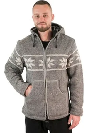 Kunst und Magie Kapuzenstrickjacke Snowboard Nordisch Strick/Wolljacke+Fleecefutter&abnehmbare Kapuze grau XXL