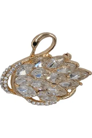 Firetti Brosche Schmuck Geschenk Ansteckschmuck Schwan, mit Glasstein gelb|goldfarben