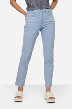 Laurasøn Laurasøn 5-Pocket-Jeans Jeans Tina gerade Passform seitliche Zierfalten blau 36
