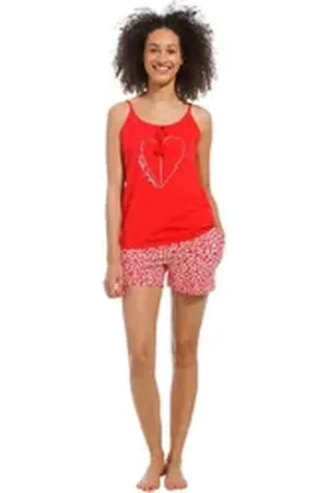 Rebelle Pyjama Damen Shorty Pyjama (2 tlg) mit Herzen rot 34