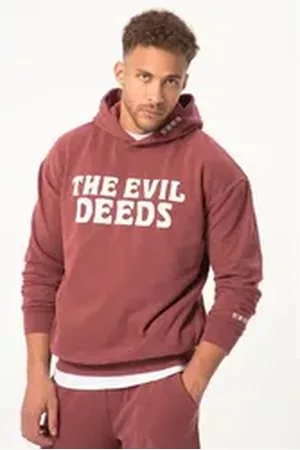 STHUGE Sweatshirt Hoodie Langarm oversized acid washed braun|rot 4XL