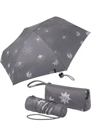 ESPRIT Stockregenschirm Mini-Schirm im praktischen, kleinen Täschchen, Bits and Stars - silber-metallic grau|silberfarben Ø 90 cm
