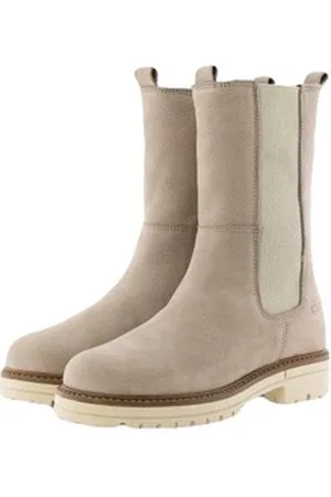 Clic! Stiefel Leder Damen Teens Boots 20418 Lammfellfutter Beige Schnürstiefelette 39 EU