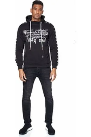Rusty Neal Kapuzensweatshirt mit plakativem Frontprint schwarz S