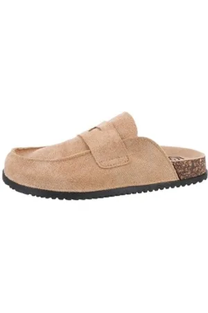 Ital-Design Damen Mules Freizeit Pantolette (85697942) Flach Pantoletten in Hellbraun braun 38 EU
