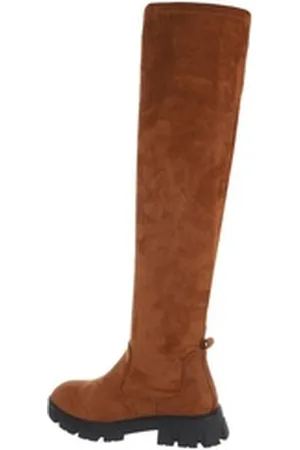 Ital-Design Damen Party & Clubwear Plateaustiefel (78994855) Blockabsatz Overknees in Camel braun 36 EU
