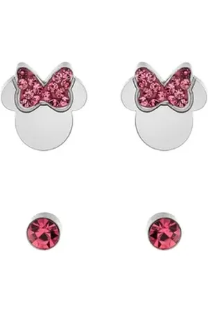 Disney Paar Ohrstecker © Minnie Mouse Kinderohrringe Edelstahl silber pink silberfarben