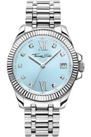 Thomas Sabo Quarzuhr DIVINE WA0405-201-209-33 MM, Armbanduhr, Damenuhr, Datum, Mineralglas mit Saphirbeschichtung silberfarben