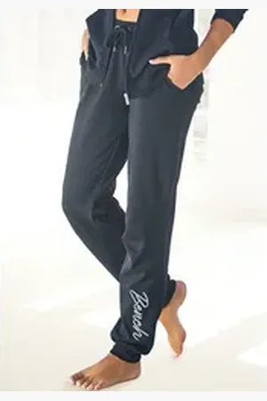 Bench Relaxhose mit glänzender Logostickerei, Loungeanzug schwarz 44/46