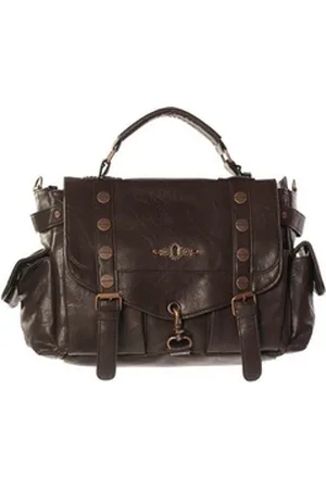 Banned Retro Schultertasche Brown Copper, Steampunk Optik braun