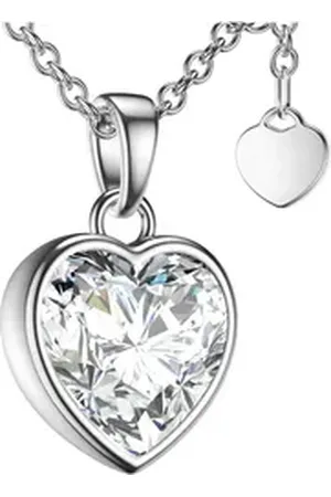 Amoonic Herzkette Halskette Damen Silber 925 Frauen Kette mit Zirkonia Herzanhänger (individuell anpassbare Halskettenlänge), Silberkette Gold Rosegold vergoldet Geschenk Liebe Freundin silberfarben
