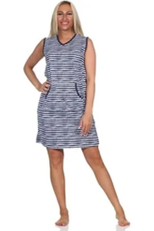 Normann Nachthemd Damen Nachthemd Strandkleid in maritimer Optik bunt 60-62