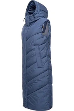 Ragwear Steppweste Suminka Vest Wasserdichte, lange Damen Winterweste blau 4XL (48)