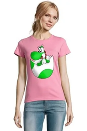 Blondie & Brownie T-Shirt Damen Baby Yoshi Ei Mario Super Retro Konsole Gaming rosa L