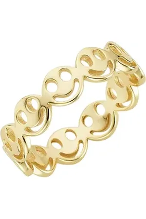 KangaROOS Fingerring Schmuck Geschenk Silber 925 Damenring Smiley Lächeln Happy, K0064R, Exklusiv bei uns gelb|goldfarben 53