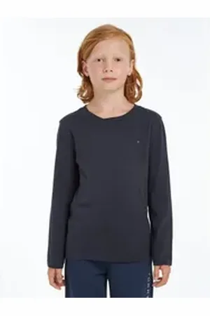 Tommy Hilfiger Langarmshirt BOYS BASIC CN KNIT L/S mit Tommy Hiflger Logo-Flag blau 86