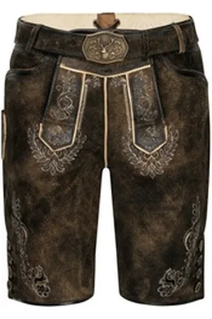 Nübler Trachtenlederhose Lederhose kurz Martin in Dunkelbraun von braun 52