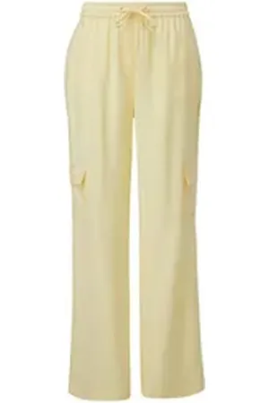 Comma, Comma casual identity Stoffhose Wide-Leg-Hose mit Cargotaschen Durchzugkordel gelb 46
