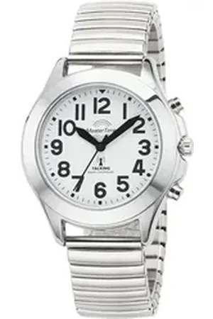 Master Time Funkuhr Sprechende Funkuhr MTLA-10706-60M, Armbanduhr, Quarzuhr, Damenuhr, Flexband, Zugband silberfarben