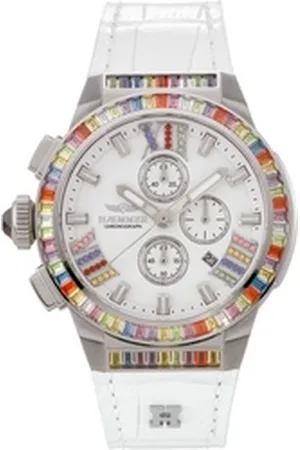 Hämmer GERMANY Chronograph GLORIOUS AINA, GR-008, Quarzuhr, Damenuhr, Datum, Stoppfunktion, Saphirglas, Lederarmband weiß