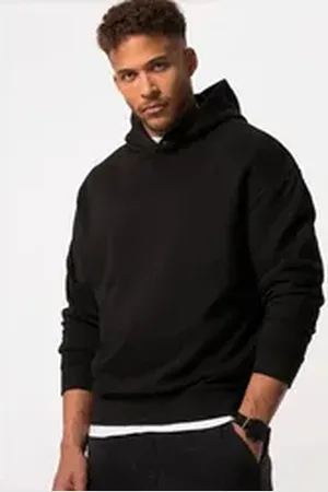 STHUGE Sweatshirt Hoodie oversized Kapuze Rückenprint schwarz 3XL