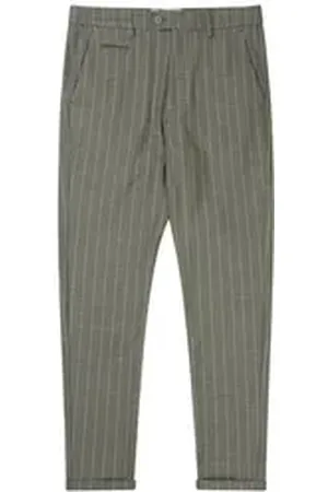 Les Deux Stoffhose - Schmale Nadelstreifen Anzughose grün 30/32