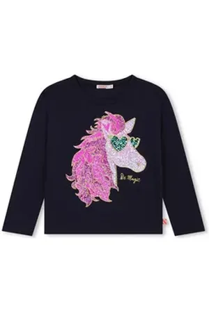Billieblush Langarmshirt Longsleeve dunkelblau Einhorn Pailletten rosa 4 Jahre (98-104)