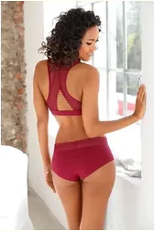 QS by s.Oliver Bustier aus elastischer Baumwolle mit grafischer Spitze rot 48/50